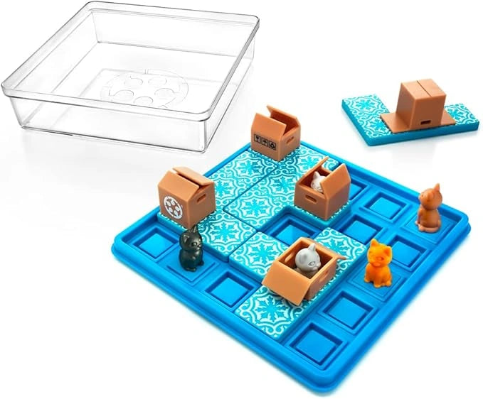 SmartGames Gatos y Cajas – Juego de Viaje con 60 Desafíos, +7 años