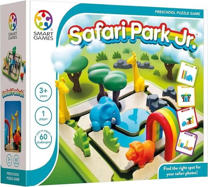 Safari Park Jr. Juego de rompecabezas preescolar con 60 desafíos para niños de 3 años en adelante.