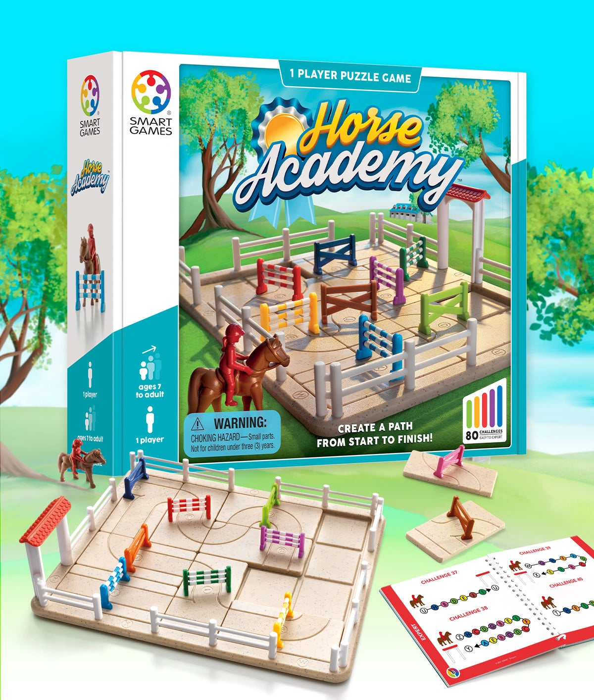 Juego de construcción de caminos de la Academia de caballos con 80 desafíos para mayores de 7 años.